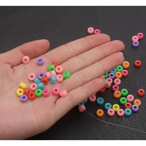 200Pcs 6.6x2.8mm Acrylic Round Big Hole Spacer Beads For DIY Jewelry Making Bracelet Necklace Seed loose Beads Accessories