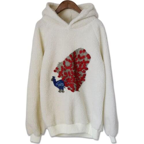 2017 winter new fashion Women Hoodies Sweatshirts feather Hooded Long Sleeve Casual Solid Color Fleece Sweatshirts tops