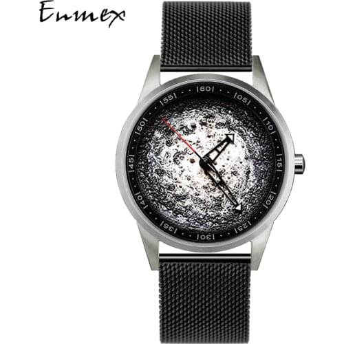 2020 Enmex design wristwatch 3D black ashes creative design stainless steel case Oil Painting face quartz clock watch