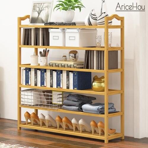 3/4/5 Layers Bamboo Shoes Storage Rack Easy to Install Shoes Shelf Organizer Space-saving Stand Holder Entryway Shoes Cabinet