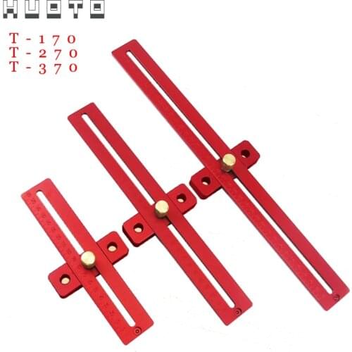 Aluminum Alloy 170/270/370mm Scale Metric Measure Scribing Ruler T Shape Woodworking Carpentry Marking Tool