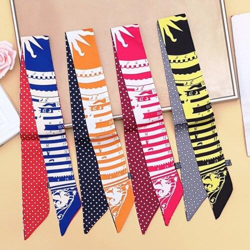 Designer scarf women luxury 2021 summer twill satin turban handbag ribbon ladies neck scarf fashion hair band G10