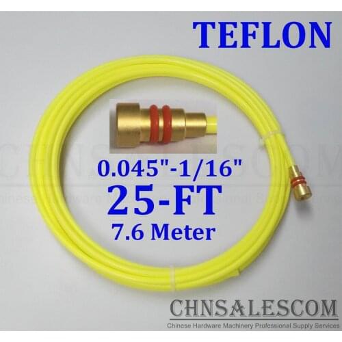CHNsalescom PTFE Liner 25-ft MIG Welding Guns Wire Size 0.045"-1/16" LI MI TW 7.6M Yellow