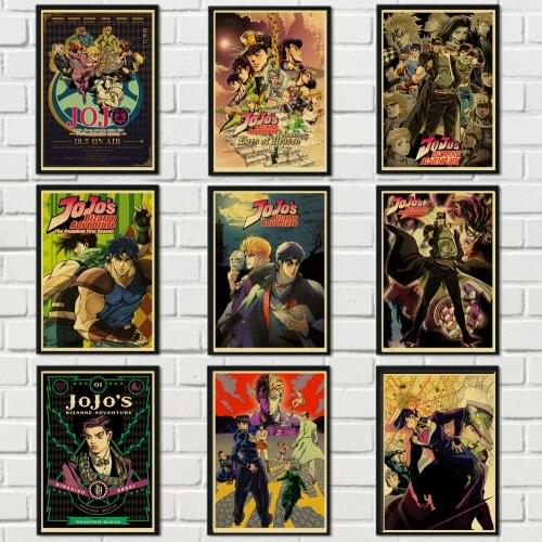 Anime JoJos Bizarre Adventure JOJO Poster Action Anime Vintage Poster Painting Wall Art for Living Room Decor
