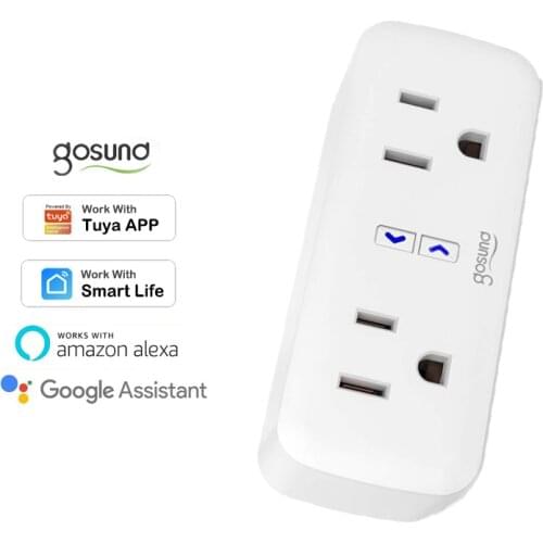 Gosund WiFi 2 in 1 Smart Plug 10A Smart Dual US Outlet Extender Power Monitor Timer Work with Tuya Smart Life Alexa Google Home