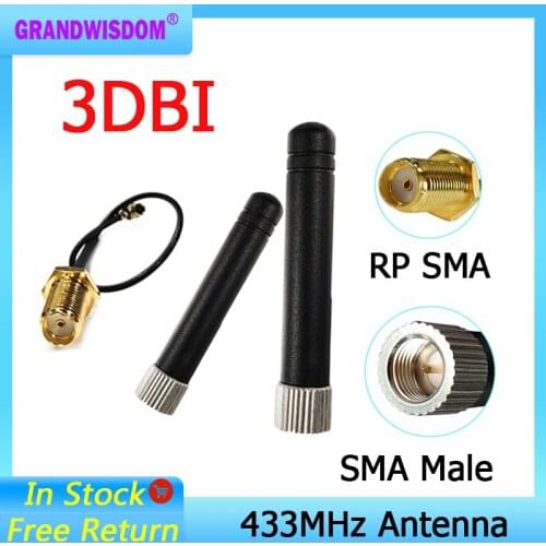 433MHz Antenna 3dbi SMA Male Connector Plug 433 MHz Directional Antena Small Size 433m Antenne + 21cm RP-SMA Pigtail Cable