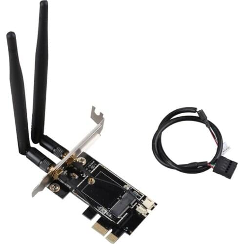 PCI-E X1 to M.2 NGFF E-Key WiFi Wireless Network Adapter Converter Card with Bluetooth for Desktop PC