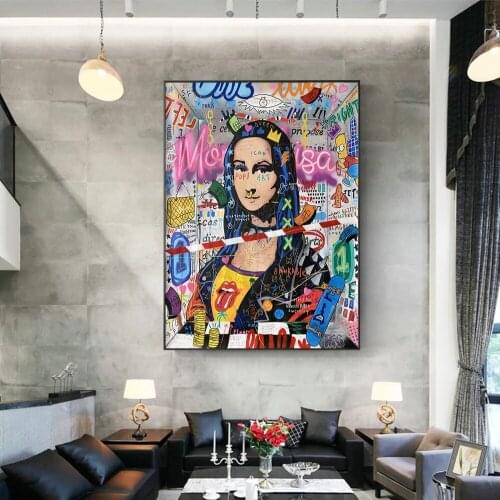 Famous Artworks By Hand Painted Oil Painting Mona Lisa On Canvas Creative Graffiti Popular Art For Wall Decoration
