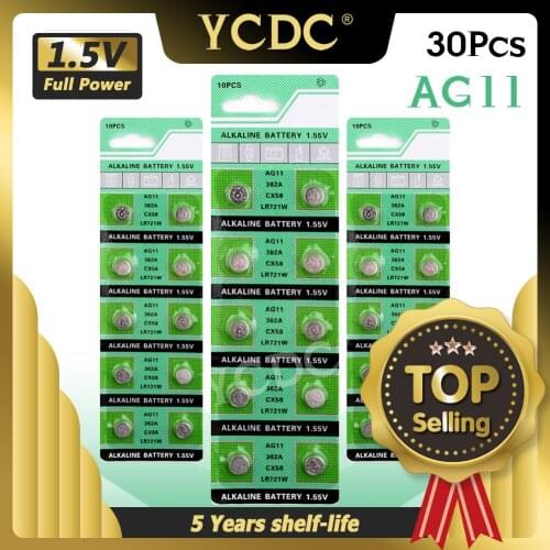 30x AG11 LR721 362 SR721 162 532 S12 1.55V Button Coin Cell Alkaline Battery 30Pcs AG11 LR721 362 Button Cell Coin Alkaline