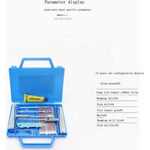 11pcs Tire Repair Kit Car Motorcycle Bike Emergency Heavy Duty Tubeless Tire Puncture Professional Repair Kit Plug Set