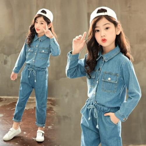 Girls Clothing Set Long Sleeve Children Clothes Denim Suits Kids Tracksuits Little Girls Shirts+ Jeans Pants Boutique Outfits
