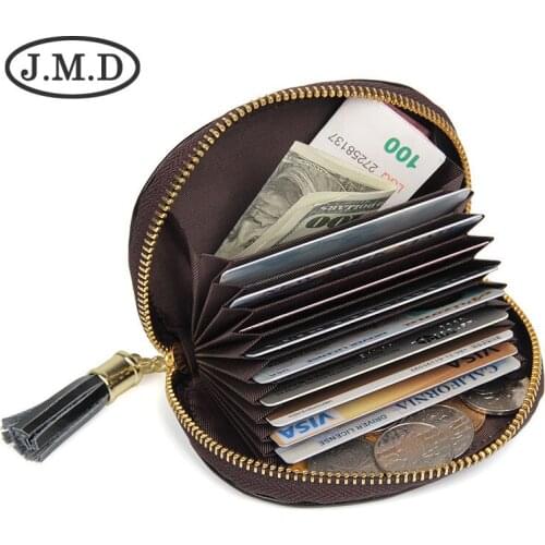 Ladies Genuine Leather Card Holder Coin Purse Fashion Cowhide Zipper RFID Change Card Holder