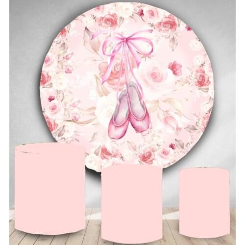 Circle panel photography backdrop Ballet shoes flower birthday party banner round photo booth background dessert cake table vv