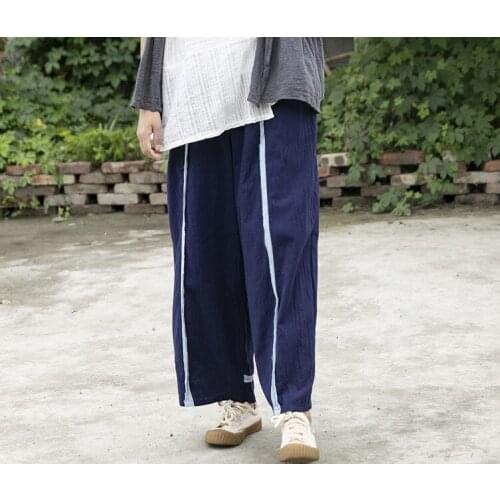 Linen Pants Women Trousers Maxi 2020 New Loose Pants Women Original Patchwork Summer Autumn Wide Leg Korean Brief Women Pants