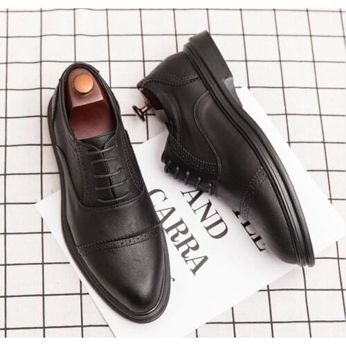 Mens Brock Fashion Mens Casual Business Leather Shoes Comfortable Breathable Dress Shoes Large Size Shoes College Style Casual