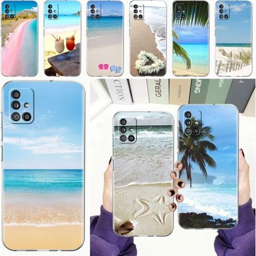 Soft Phone Case For Samsung Galaxy A51 A21s A71 A12 A31 A52 A41 A32 A02s A11 A72 A42 Clear Back Cover Funda Summer Beach Scene
