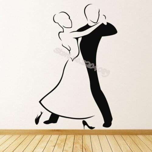 Ballroom Dancing Dance Wall Sticker Couple Dancers Silhouette Art Decal Decoration Artistic Design living room poster EB266