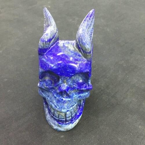 Natural lapis lazuli Stone Skull Hand Carved mineral Crystal Skull