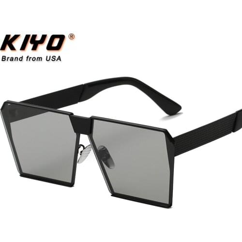 KIYO Brand 2020 New Women Men Square Photochromic Polarized Sunglasses Metal Classic Sun GlassesUV400 Driving Eyewear 0019