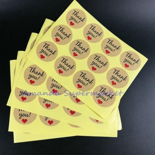 Wholesale Handmade Thank You Sticker 1200pcs/lot 38*38mm Vintage Kraft Sticker DIY Hand Made For Gift Cake Baking Sealing