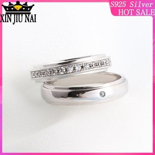 Couple rings men and women pure S925 silver couple rings Japan and South Korea design simple and cool couple rings