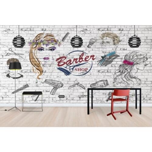 Beibehang Custom personality 3d wallpaper beauty salon salon hair salon background wall barber shop papel de parede 3d wallpaper