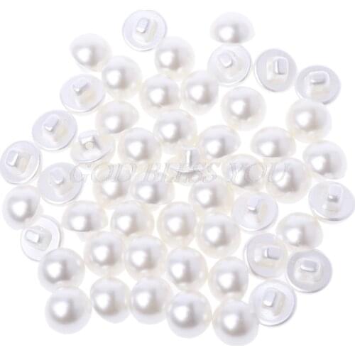 50Pcs Faux Pearl Buttons Fit Sewing Scrapbook Backhole Sewing Crafts 10/11.5mm Drop Shipping