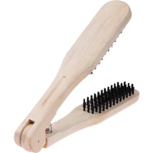 Wooden Hairdressing Comb Double Brushes V Type Straight Hair Brush Anti-static Hair Straightener Tool Hairbrushes