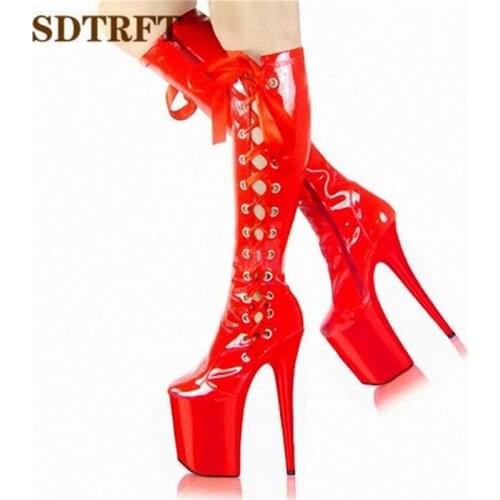 SDTRFT Fashion Show 23cm Thin Heels Knee-High boots Platform Spring/Autumn unisex botas mujer ladies wedding Pumps womens shoes