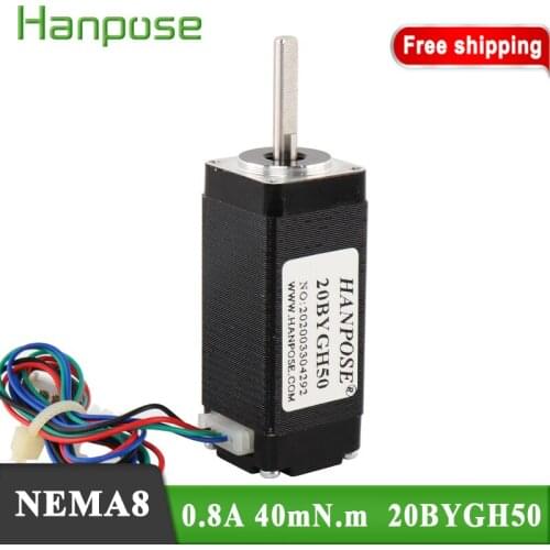 Free shipping Nema8 Stepper Motor 20BYGH50 0.8A 40mN.m 20 Series motor for CNC worm wheel edging machine