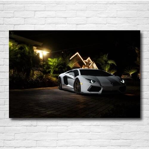 Modern Painting Sportscar Aventador White Car Wall Art Posters Canvas Prints for Home Room Decor
