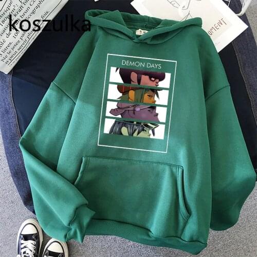 Winter Music Gorillaz Hoodie Tops womens Streetwear hip-hop Clothes Costumes Men Hoodies Oversize Sweatshirts Hat Clothing Tops