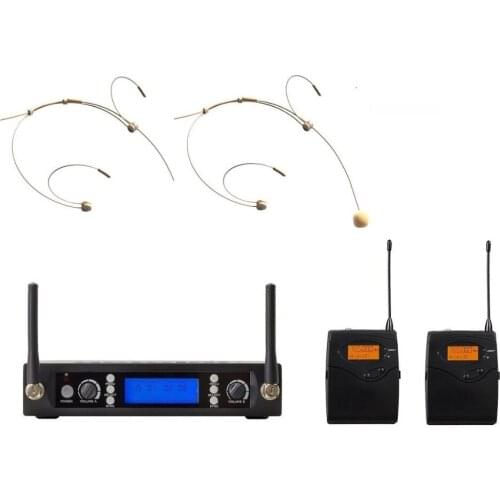 UHF Stage Performance Dual Wireless Beige Headset Microphone System
