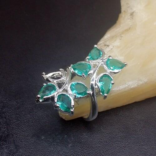 Gemstonefactory Jewelry Big Promotion Single Unique 925 Silver Adorable Green Topaz Women Men Gifts Rings 7# 20213097