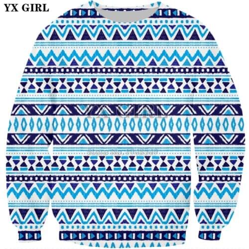 YX GIRL Brand clothing 2018 New Fashion Mens womens Sweatshirt aztec background tribal 3D Print Casual long sleeve pullover