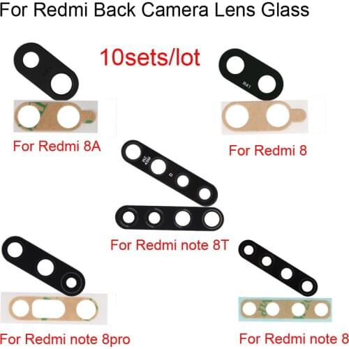 10sets/lot New Brand Rear Back Camera Glass Lens With Sticker Replacement Parts For Xiaomi Redmi 8 8A note 8 por note 8T