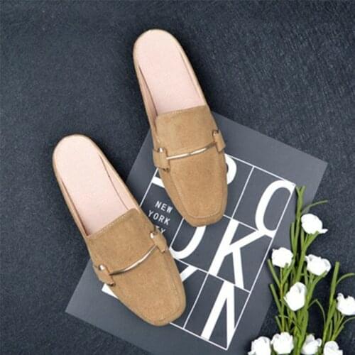 Womens Autumn Toe-covered Slippers Big Size 31-43 Designer Sandals Woman Mule Shoes Fashion Female Flip Flops Ladies Home Shoes