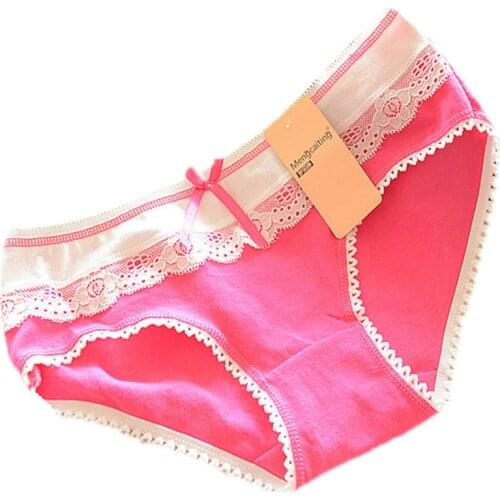 10 Colors Sexy Panties Women Lingerie Cotton Underwear Women Floral Bowtie Briefs Black Green Yellow Red Pink Lace Panties