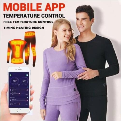 Winter Heating Underwear USB Battery Powered Thermal Suit Smart Phone App Control Temperature Ski Motorcycle Jacket Men Women