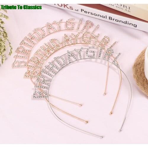 1Pc Metal Rhinestone Inlaid Headband for Girls Hair Hoop Birthday Crown Hat Party Decorations Hair Accessory, Great Gift