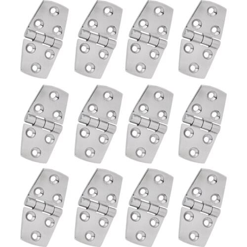 12-Pack Heavy Duty 316 Stainless Steel Boat Marine Yacht Cabinet Cupboard Door Hatch Strap Hinge Flush Mount DIY Install