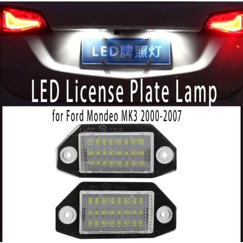 2pcs White Canbus Error Free LED License Number Plate Light No Error Tail Light Lamp High Power for Ford Mondeo MK3 2000-2007