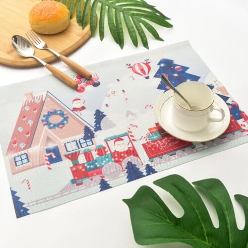2020 new Hot Fashion Christmas PVC Dinner Mat Childrens Mesh Mat with Heat Insulate Quality Portable Mat with Cartoon Patterns
