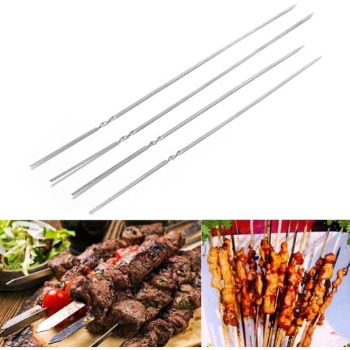 25pcs Stainless Steel Skewers for Barbecue Skewers Reusable Grill Shish Kebab BBQ Camping Flat Forks