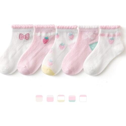 5 Pairs/Lot Children Cotton Socks For Boy Girl Baby Teen Cozy Soft Cute Cartoon Breathable Mesh Socks 1-12Y Summer Fashion Kids