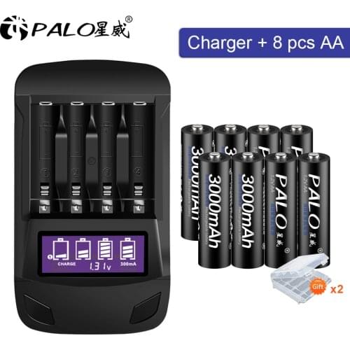 AA rechargeable battery AA NiMH 1.2V 2A Pre-charged Bateria low self discharge aa Batteries and smart battery charger for AA AAA
