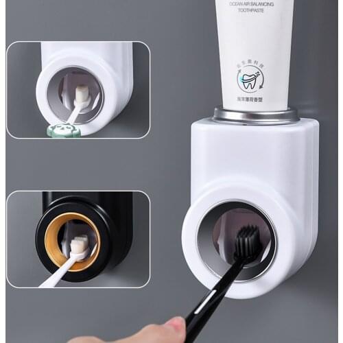 Automatic Toothpaste Dispenser Wall Mount Bathroom Accessories Set Toothpaste Squeezer Dispenser Bathroom Toothbrush Holder Tool