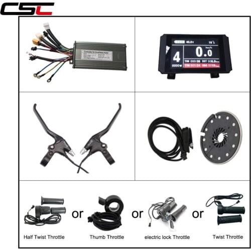Ebike Brushless 9 Mosfet Sine Wave Controller+LCD8 control panel USB poort+Power cut-off Brake lever+Throttle+12 Magnet PAS