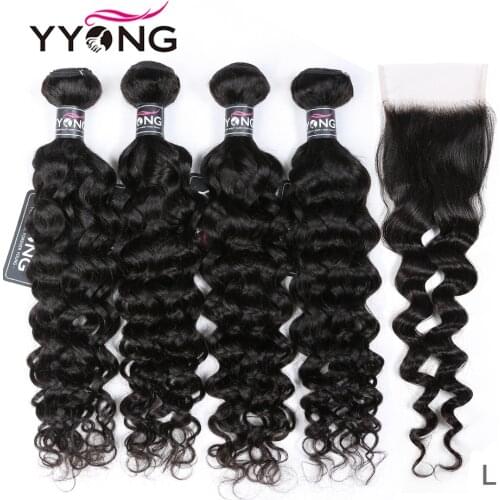 Design for Winter Brazilian Milan Wave Bundles With Closure 3 / 4 Remy Human Hair Weave Bundles With Lace Closure Middle Ratio