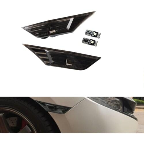 Black Smoked Lens Front Side Marker Lamp Housing for Honda Civic 10th Gen 2016-up Coupe Hatchback With 2Pcs T10 Light Bulbs
